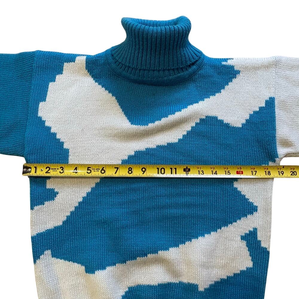 Nils Women’s Turtleneck Chunky Knit Sweater Sweater Blue Ski Vintage Alpine - Picture 7 of 8
